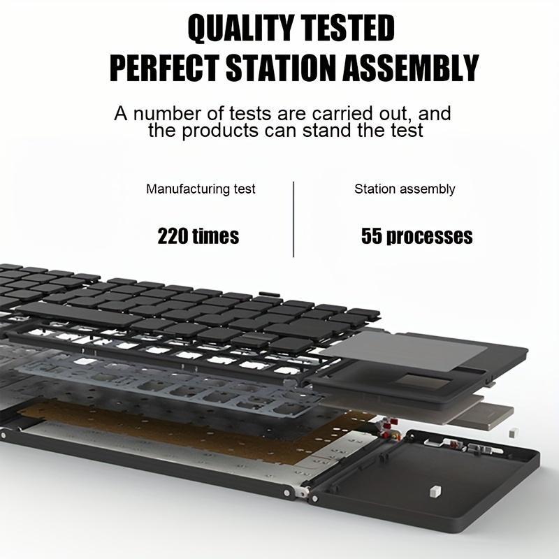 Portable Mini Foldable Bluetooth-compatible Wireless Keyboard with Mouse Touchpad, Ideal for Laptops, Phones & Computers, Compact Design, Folding Wireless Keyboard