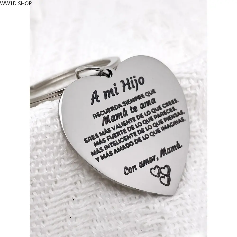 Unisex Wear Stainless Steel Spanish Letter Pattern Leather Keychain - Decorative Metal Charm, Elegant Personalized Heart Love Pendant Accessory for Keys, Bags, Lightweight Daily Carry, Decorative Metal Charm Keychains, Elegant Keychains