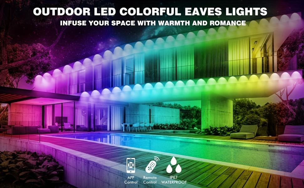 50-500 Feet Permanent Outdoor Lights,IP67 Waterproof RGB Outdoor LED Permanent Light, Comes with App and Remote Control, Best Choice for Party, Valentine's Day Decoration, Garden and Gift for Boyfriend or Girlfriend, Patio Outdoor Light, Mutovlin,