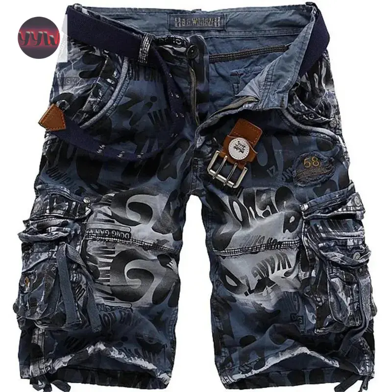 YYW1 Work Shorts Breathable Five-Point Shorts Men's Casual Shorts Fashion Camouflage Multi-Pocket Zipper Loose Combat