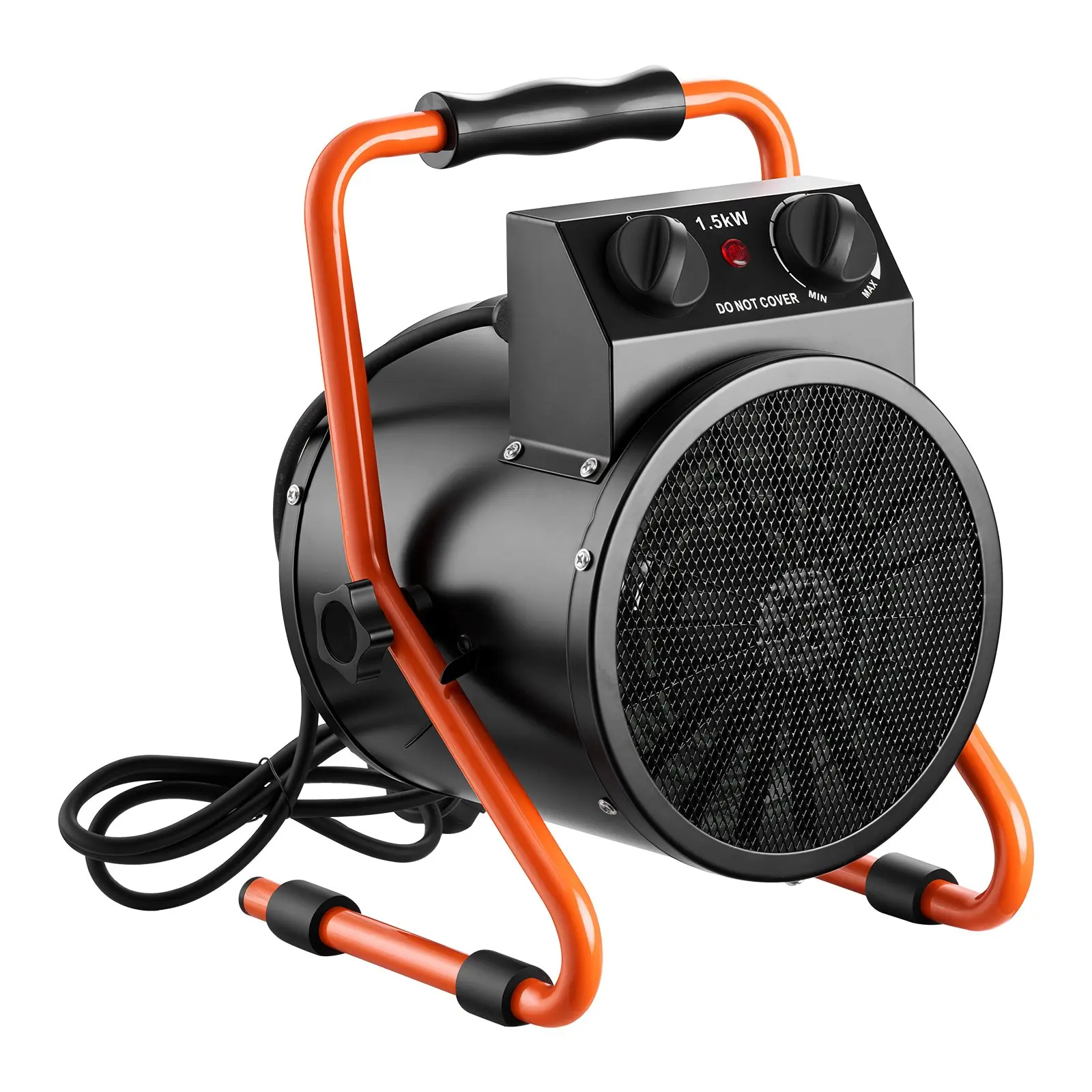 VEVOR 1500W Power Electric Greenhouse Heater with Steel Body, Heat/Fan Modes, IPX4 Protection, 25° Adjustable Angle, Overheat Protection, Portable Unit for Grow Tent, Small Greenhouse, Home Office