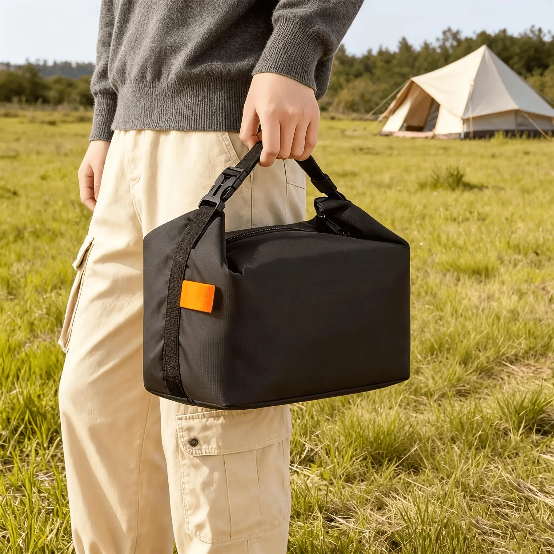Unisex Large Capacity Makeup & Lunch Bag, Reusable Insulated Leak-Proof Handbag, 8L Cooler for Work, Picnic, Travel