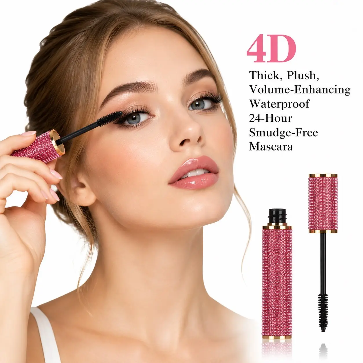 4D Mascara for Dense, Long, Curling Lashes, Waterproof and Sweat-Resistant, 24h Hold, No Smudging, Perfect for All-Day Wear