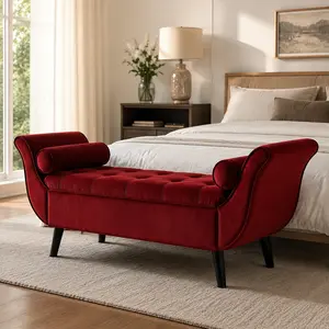 ARCH 65-Inch Velvet Storage Bench with Hidden Compartment, Extra-Long Multi-Purpose Seat for Living Room, Bedroom, Entryway, Mudroom, Hallway, Beige/Black/Blue/Brown Color Options