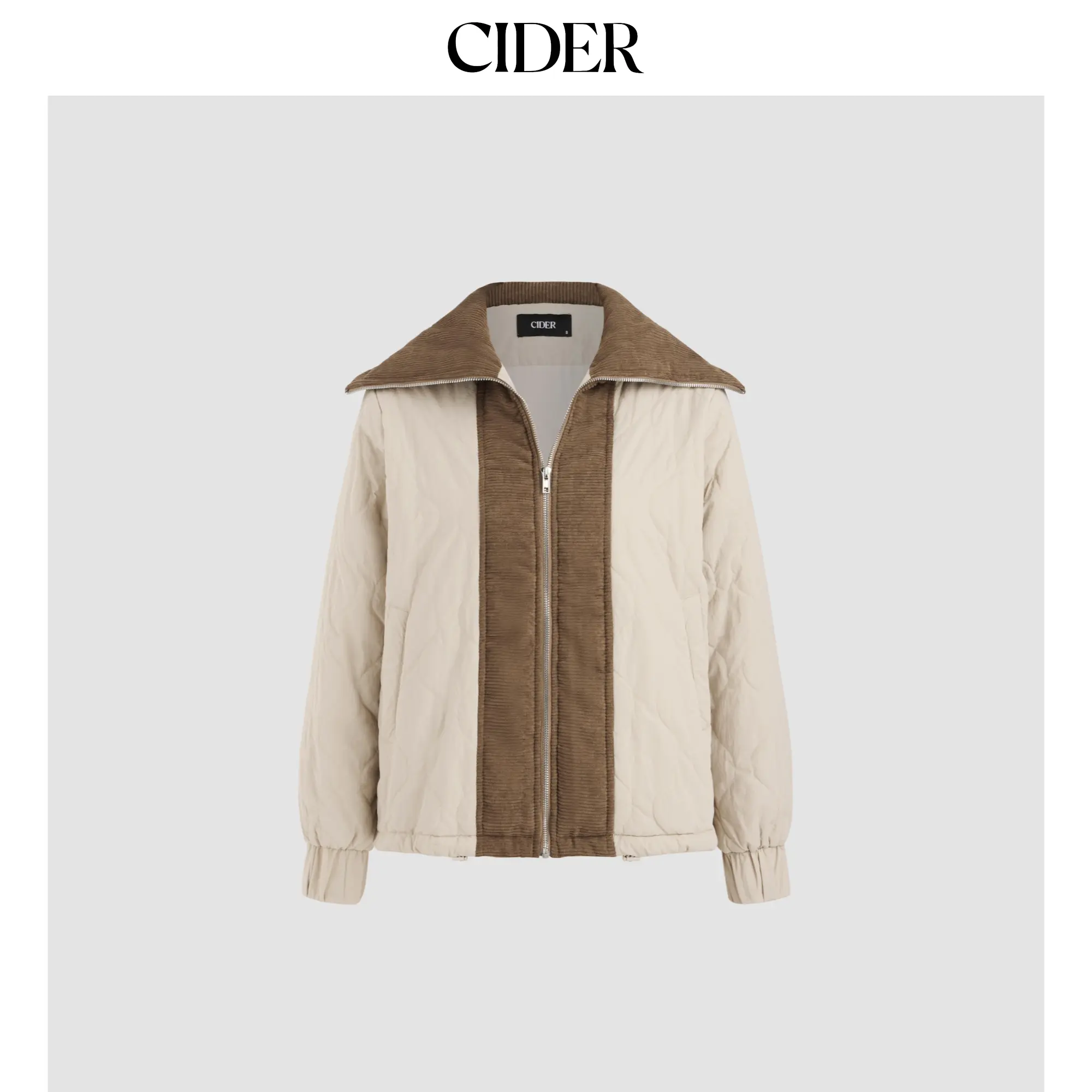Cider [size 4-10] Corduroy Collar Pocket Zipper Quilted Puffer Jacket SohoChic