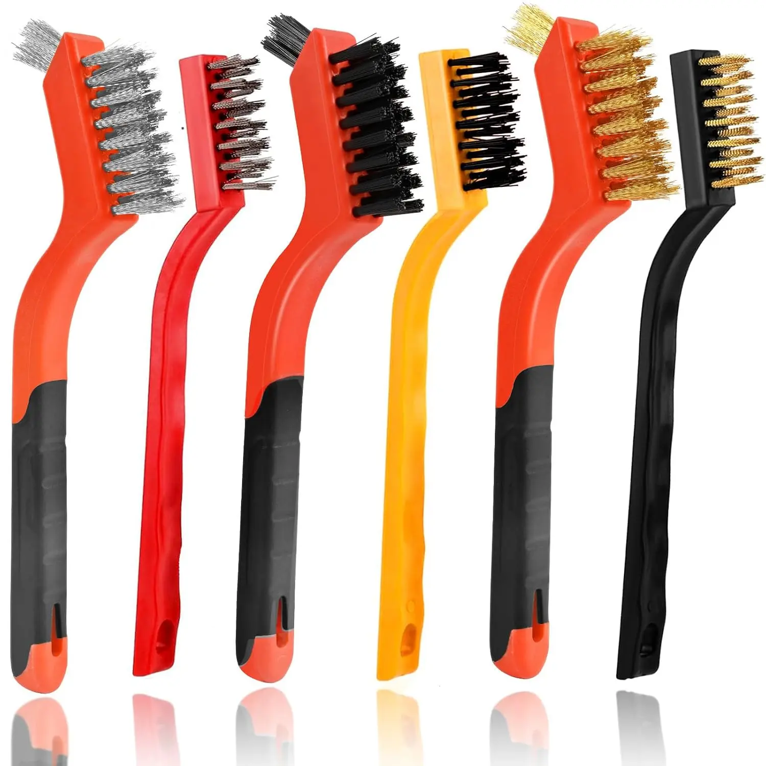 3 count Wire Brushes for Cleaning Rust, Nylon, Brass & StainlessSteel Bristles