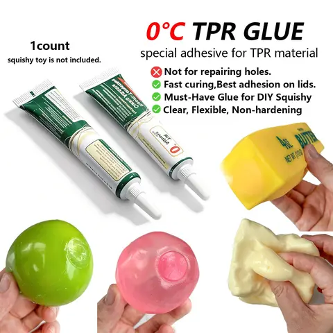 20ml 0℃ TPR Glue, Clear Flexible Non‑Hardening Low Odor Adhesive for Squishy Toys & Stress Balls, Fast‑Curing Waterproof Soft Gel Sealant, Syringe Tube Design, Toy Not Included, Keep Away From Children