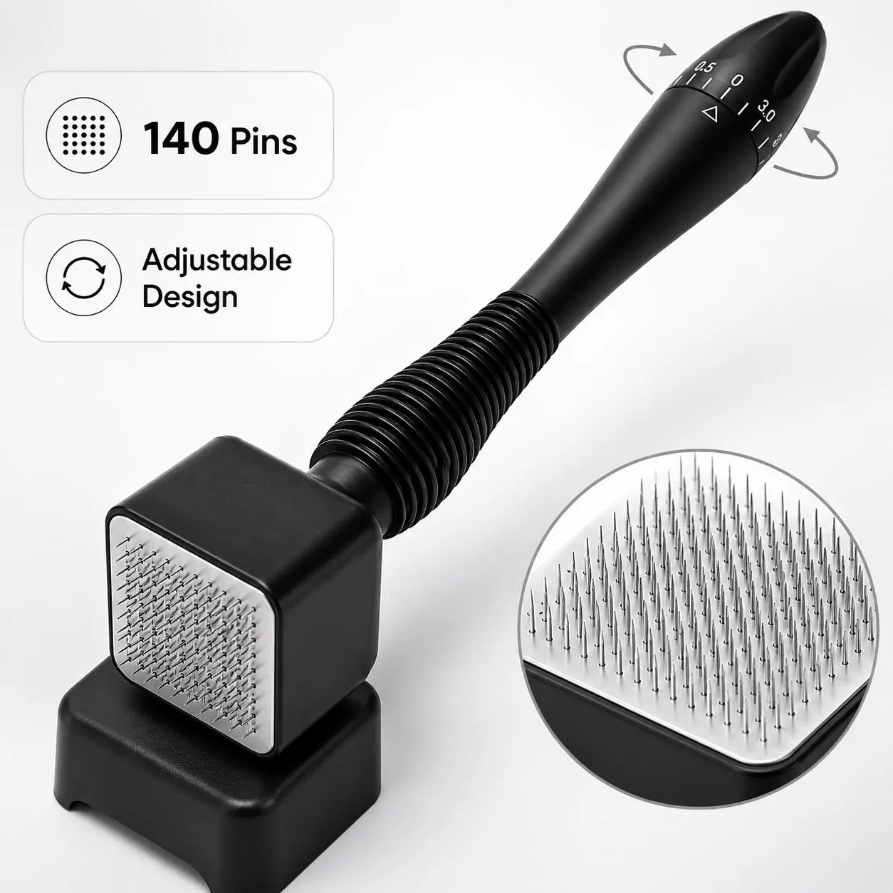 Adjustable Microneedle Stamp Tool for Face Skincare, Derma Stamp Beauty Tool with Stainless Steel Head, At-Home Skincare Routine Essential for Serum Application