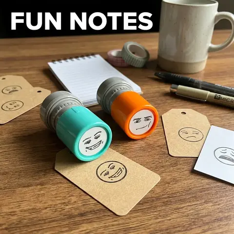 Cute Emoji Rubber Stamp Set, Office Stamps for Office & Home Use, Perfect for DIY Projects, Tags, Notes, Fun Expression Design, Personalized Labels, Office Supplies