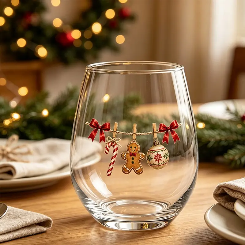 1pc Christmas Handless Glass, Cute Gingerbread Man Design Egg-Shaped Glass Cup, 12oz, Reusable, Suitable for Wine, Whiskey, and Home Bar Decor - Ideal Gift for Christmas, and Parties