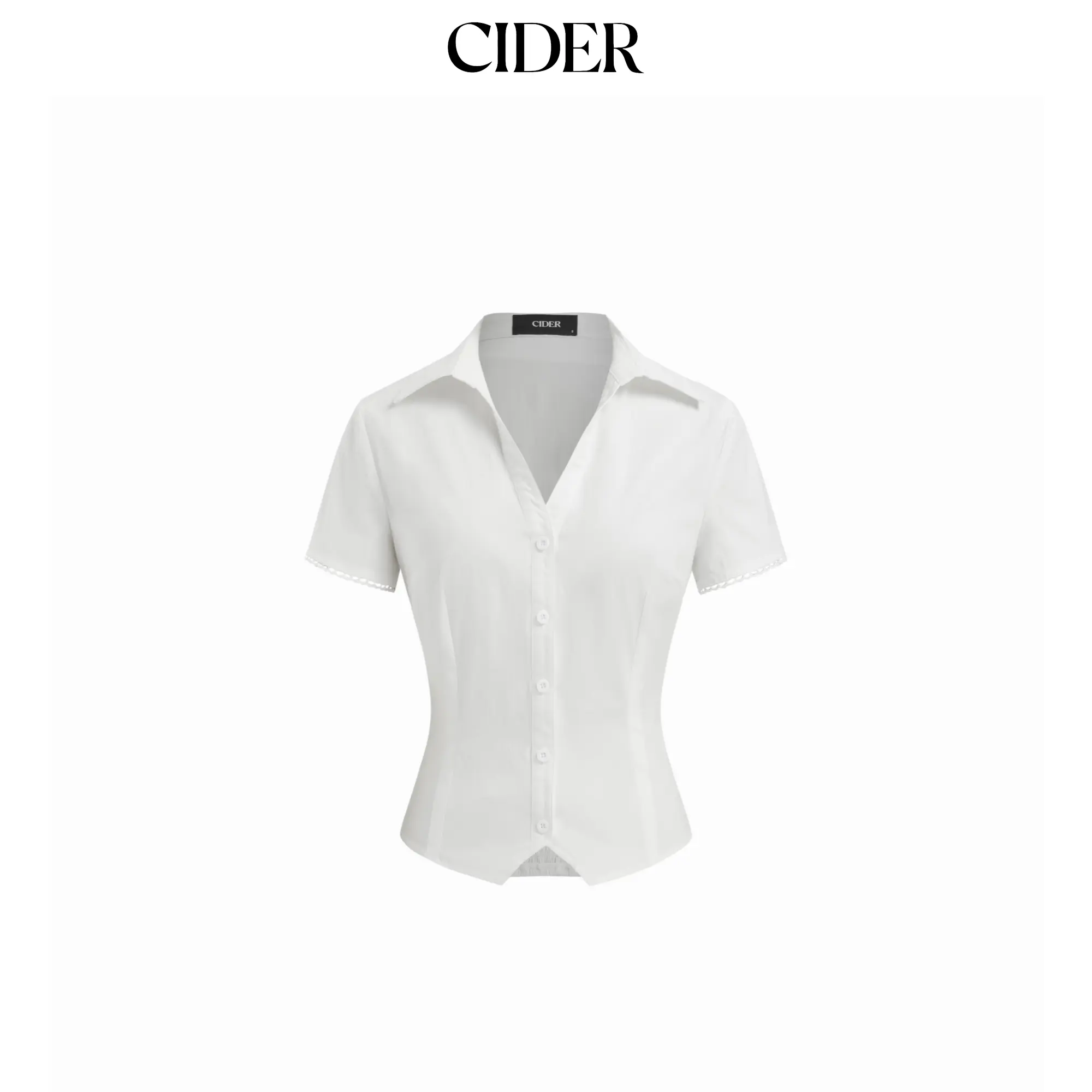 Cider Stretch Cotton-blend Lace Trim Blouse SummerWins SummerFinds