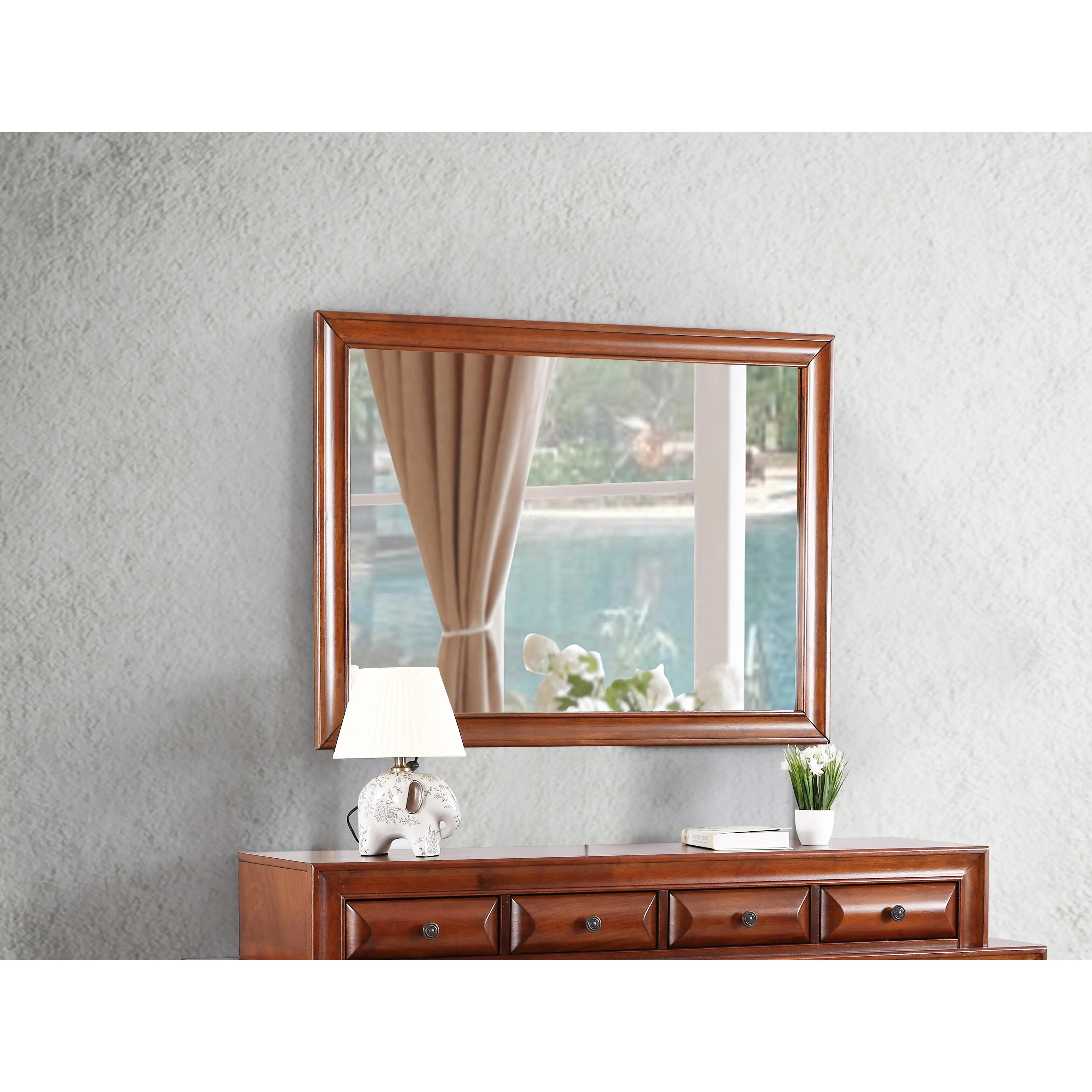 Nokaa LaVita Wall-Mounted Wood Frame Wall Cabinet with Particle Board Storage Shelf, Oak Finish, Rectangular, for Bathroom, Bedroom, 33"H x 45"W, Single Piece