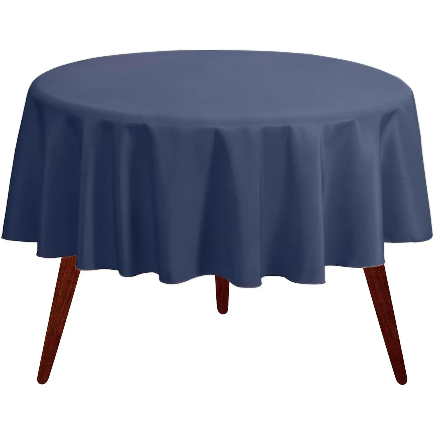 Round Tablecloth - 70 Inch Navy Blue Round Table Cloth for 24 to 48 Inch Round Tables - Heavy Duty Washable Fabric - for Buffet Table, Holiday Party, Dinner, Wedding & Baby Shower
