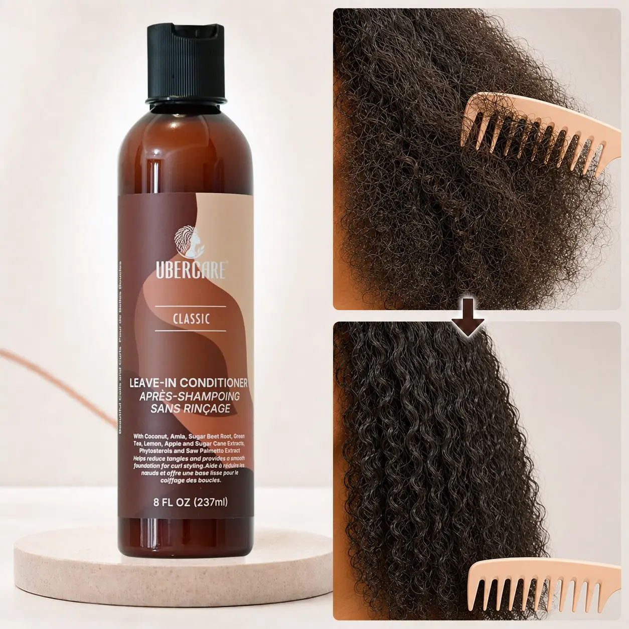 Leave-In Conditioner for Curly & Coily Hair with Coconut, Moisturizing Detangler to Help Reduce Tangles, Smooth Frizz & Prep Hair for Curl Styling, 8 Fl Oz