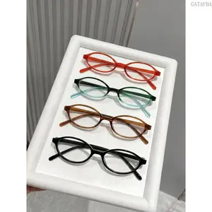 4 Colors Y2K Retro Oval Small Frame Eyeglasses, Blue Light Filter Lens Unisex Glasses, Vintage College Style Lightweight Eyewear for Men Women Daily Office Street Outfits
