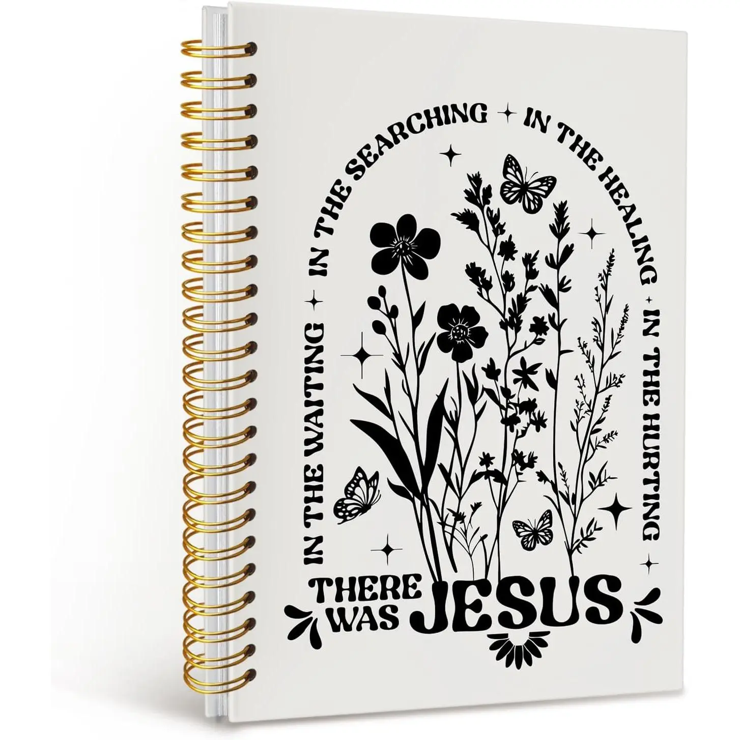 Women's Floral Christian Journal Notebook - Religious Scripture Prayer Hardcover Spiral Office Stationery, 5.5x8.3 Inches