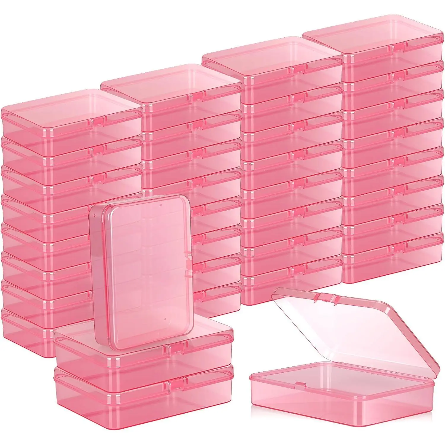 30 count Plastic Crayon Box with Hinged Lid Clear Storage Containers Crayon Case for School Classroom Supplies ()