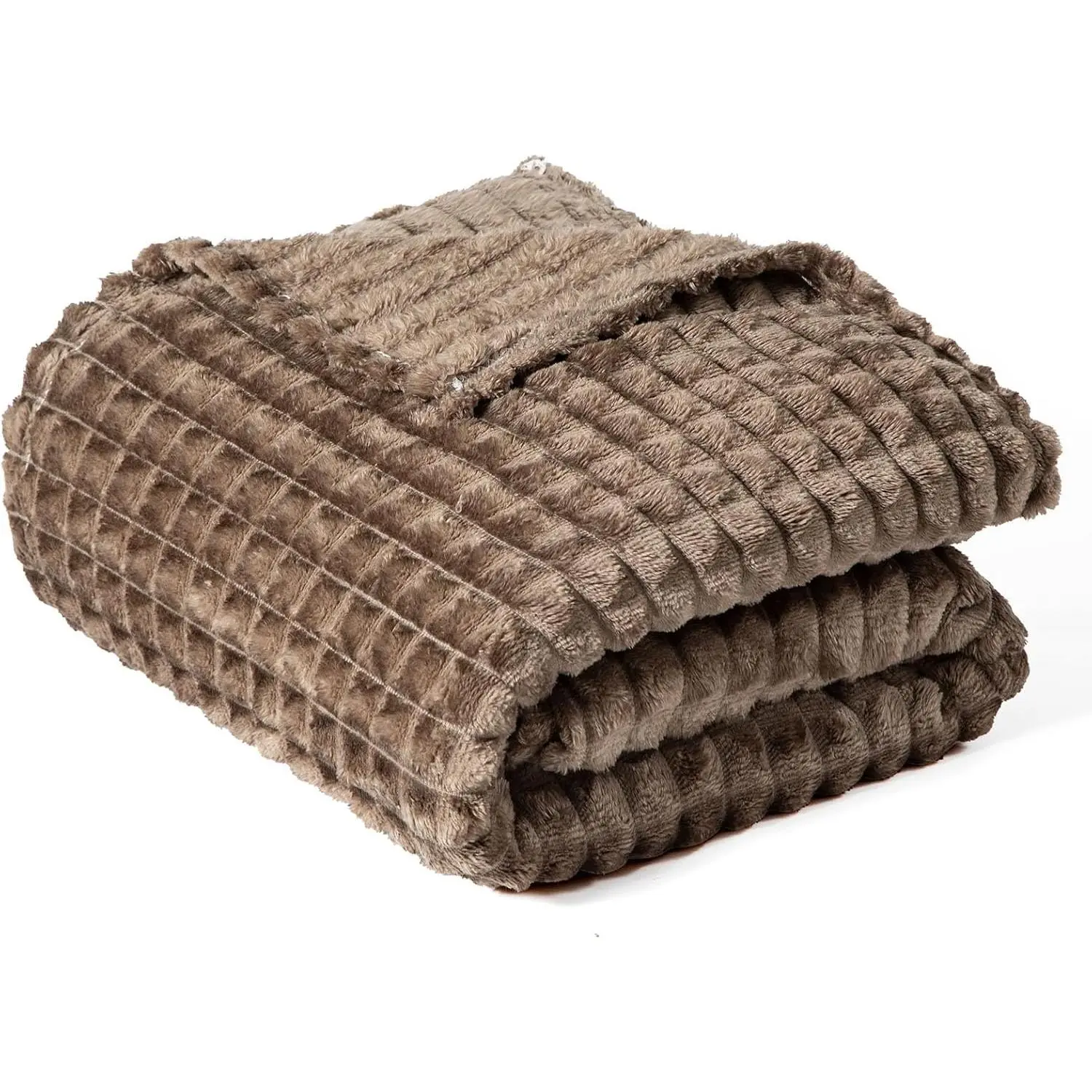 Ultra Soft Jacquard Sherpa Throw Blanket, Lightweight Yet Cozy, Versatile Couch and Travel Blanket, Checker , Multiple Sizes and Colors, Easy-Care and Durable,50x60 Inches