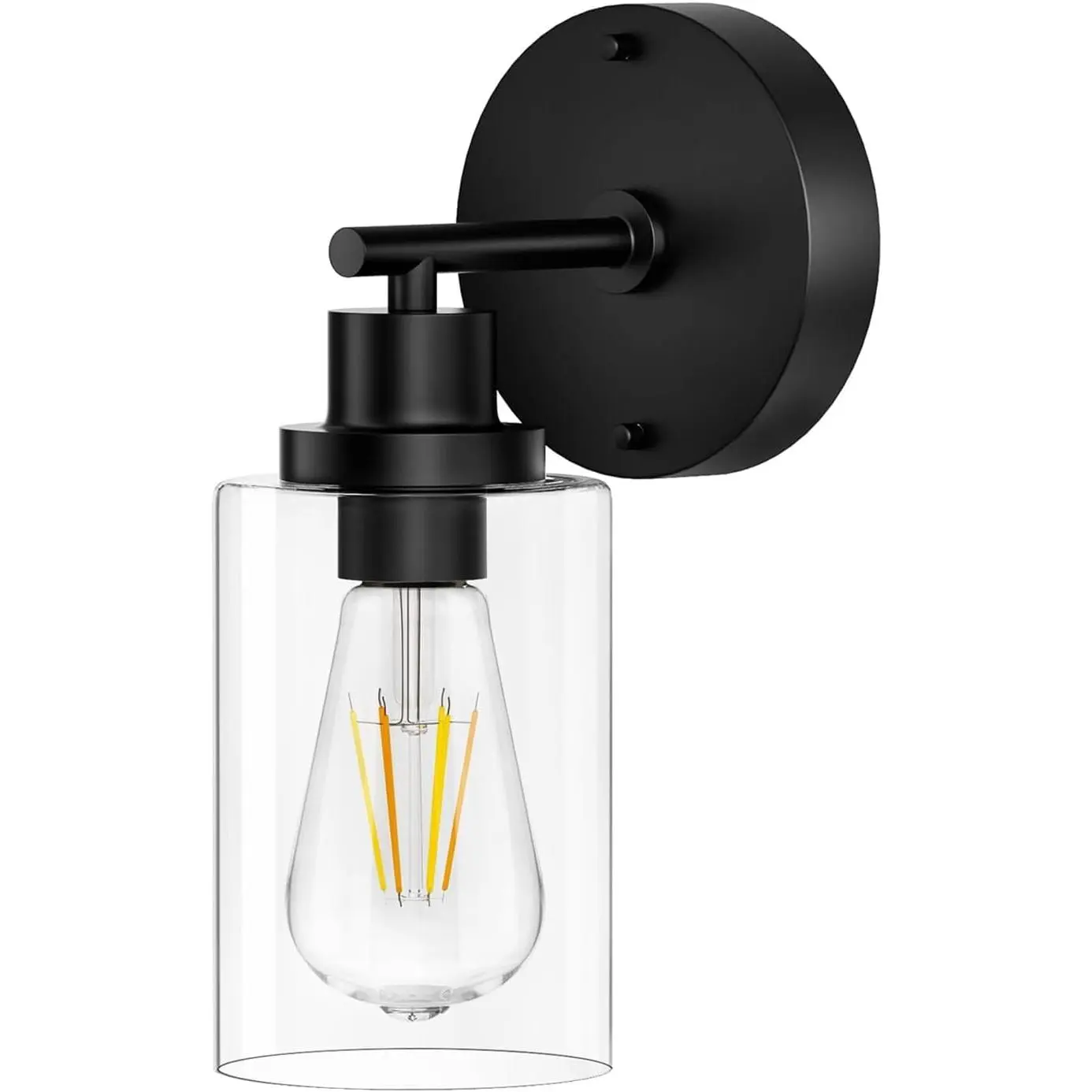 Black Wall Sconce Light: Modern Wall Sconces Indoor, LED Wall Light Fixtures with E26 Base and Clear Glass Shade, Sconces Wall Lighting for Hallway, Bedroom, Living Room, and Mirror