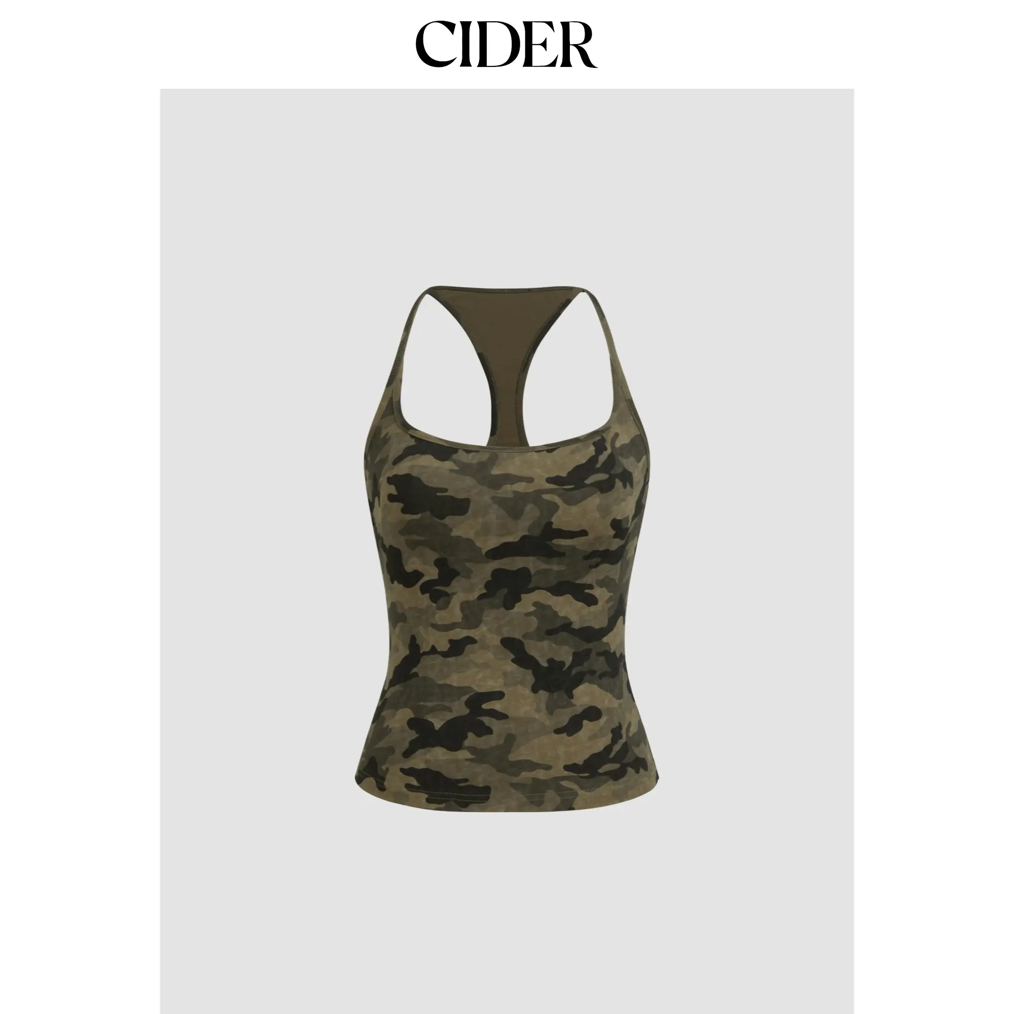 Cider Cotton-blend Camo Cami Top
