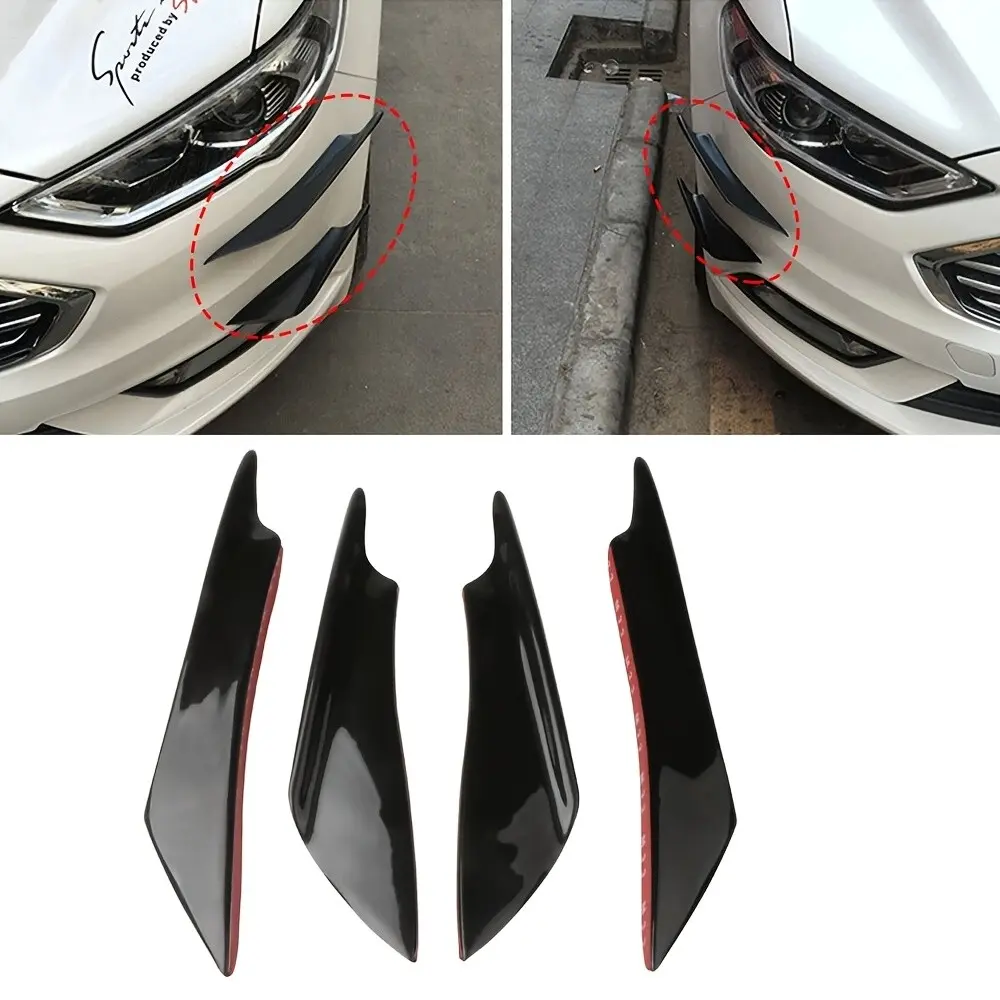 4-Piece Duck-Shaped Fork Fin Front Bumper Side Guards, Universal Front Bumper Spoiler, Car DIY Accessories, Automotive Parts