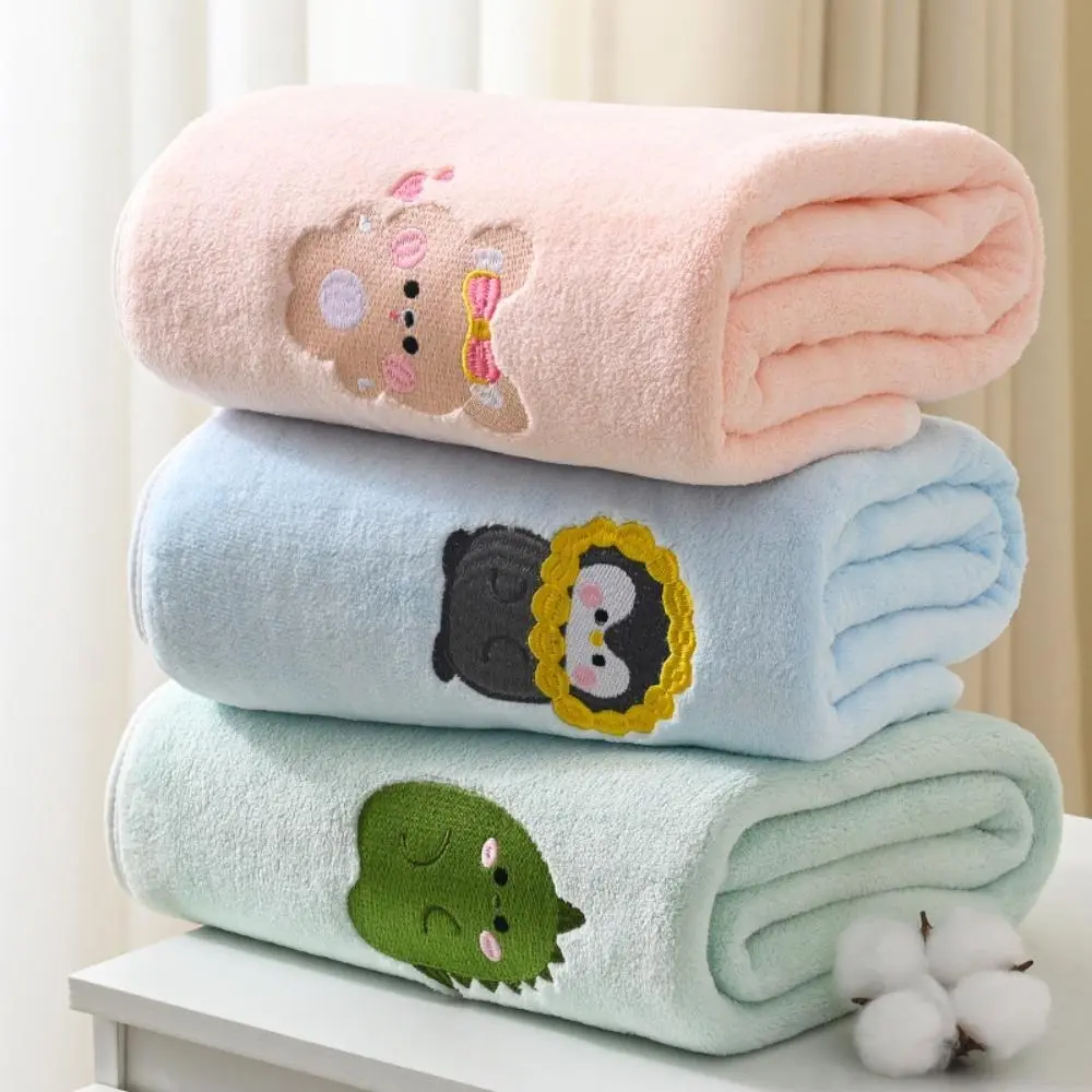 2026 New Arrival Ultra Soft Coral Fleece Bath Towel, Thick Lint-Free Cartoon Embroidered Shower Towel, Super Absorbent Quick-Dry Blanket Towel for Daily Shower