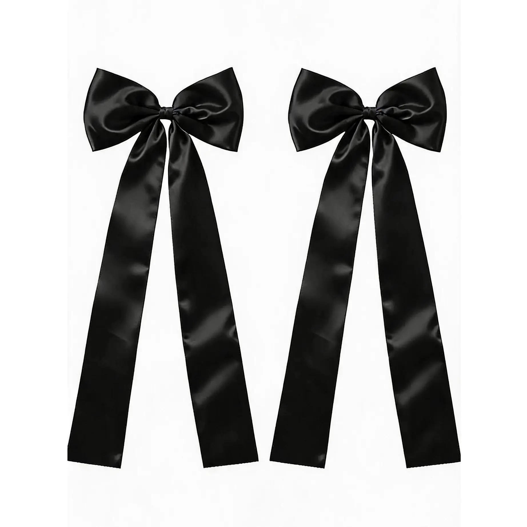 2PCS Oversized Black Satin Christmas Tree Leader Bow - Luxury Festive Ribbon for Tree, Wreath, Mantel, Car, Party - Durable & Easy to Install Holiday Ornament