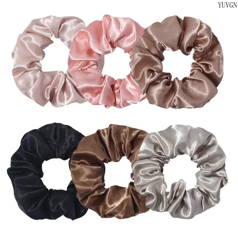 Women's 6-Pcs Satin Silk Scrunchies - 4.5 in Classic Elastic Bands, Simple Snug-Fit Hair Accessory for All Seasons, Leisure Indoor Recreation Hair Holders