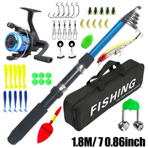 45-piece beginner's lure fishing rod set, sea fishing rod set, durable and portable, suitable for long-distance casting and stable fishing of large fish, includes rod and reel, fishing line, bait set and fishing gear bag