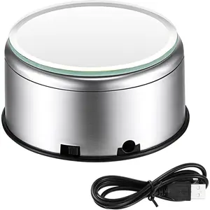 Cup Rotating Display Spinner Stand Turner Rotating Crystal Base Turntable 360 Degree Motorized Display Stand with USB Cable for Glitter Cups Product Video Show 3 Inch(1 Piece)