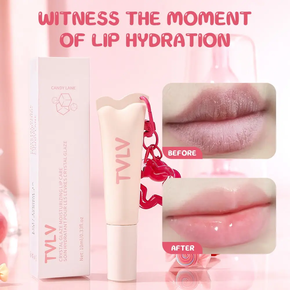 Crystal Jelly Glossy Lip Gloss Keychain, Colored Hydrating Lip Care, Moisturizing Lip Gloss, Cute Lady Keychain, Perfect for Daily Fashion Accessories