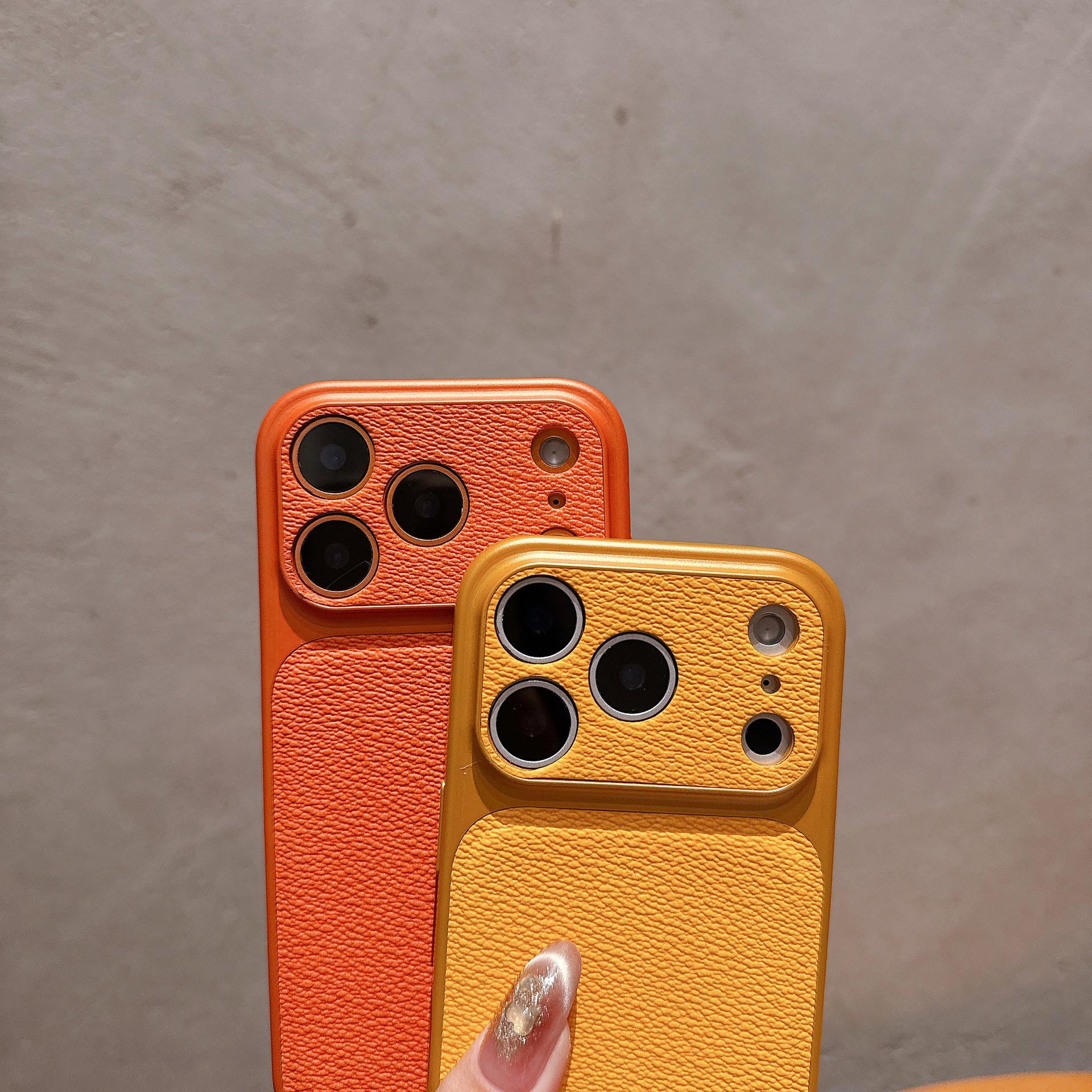 2026 Full Coverage Large Window iPhone 17 Pro Max Lychee Texture Case Compatible with Apple 16/15 /14/13