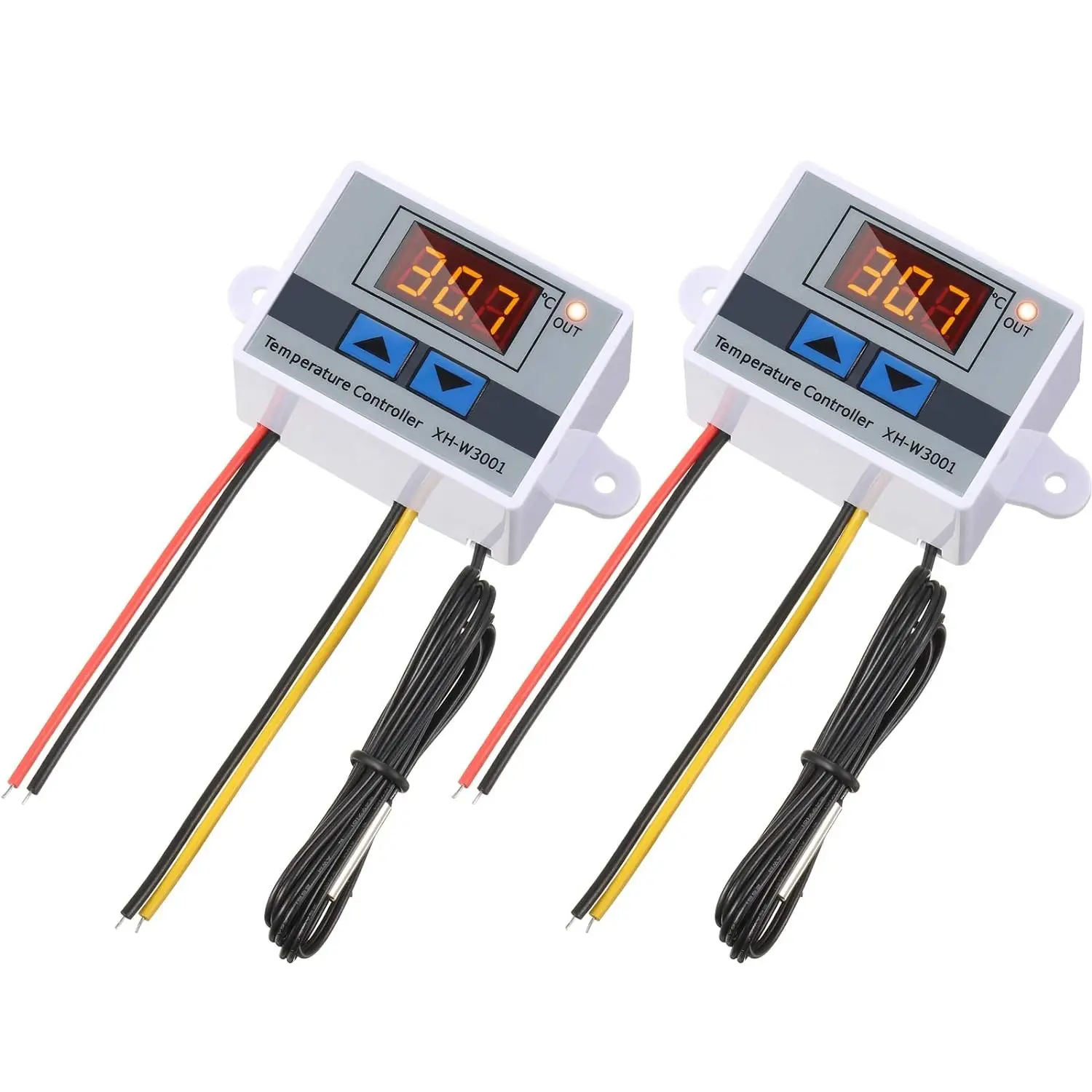 Digital LED Temperature Controller Module Digital Thermostat Switch with Waterproof Probe Programmable Heating Cooling Electronic Thermostat Range from -50℃ to 110℃ 12V 10A 120W 2 Pieces