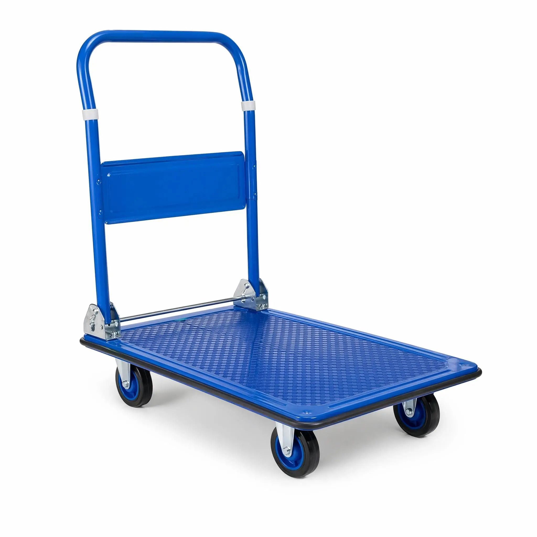330lb Heavy Duty Collapsible Platform Cart - Foldable Flat Dolly with 360° Swivel Wheels for Material Handling, Grocery Users, Navy Blue Home Improvement Trolley