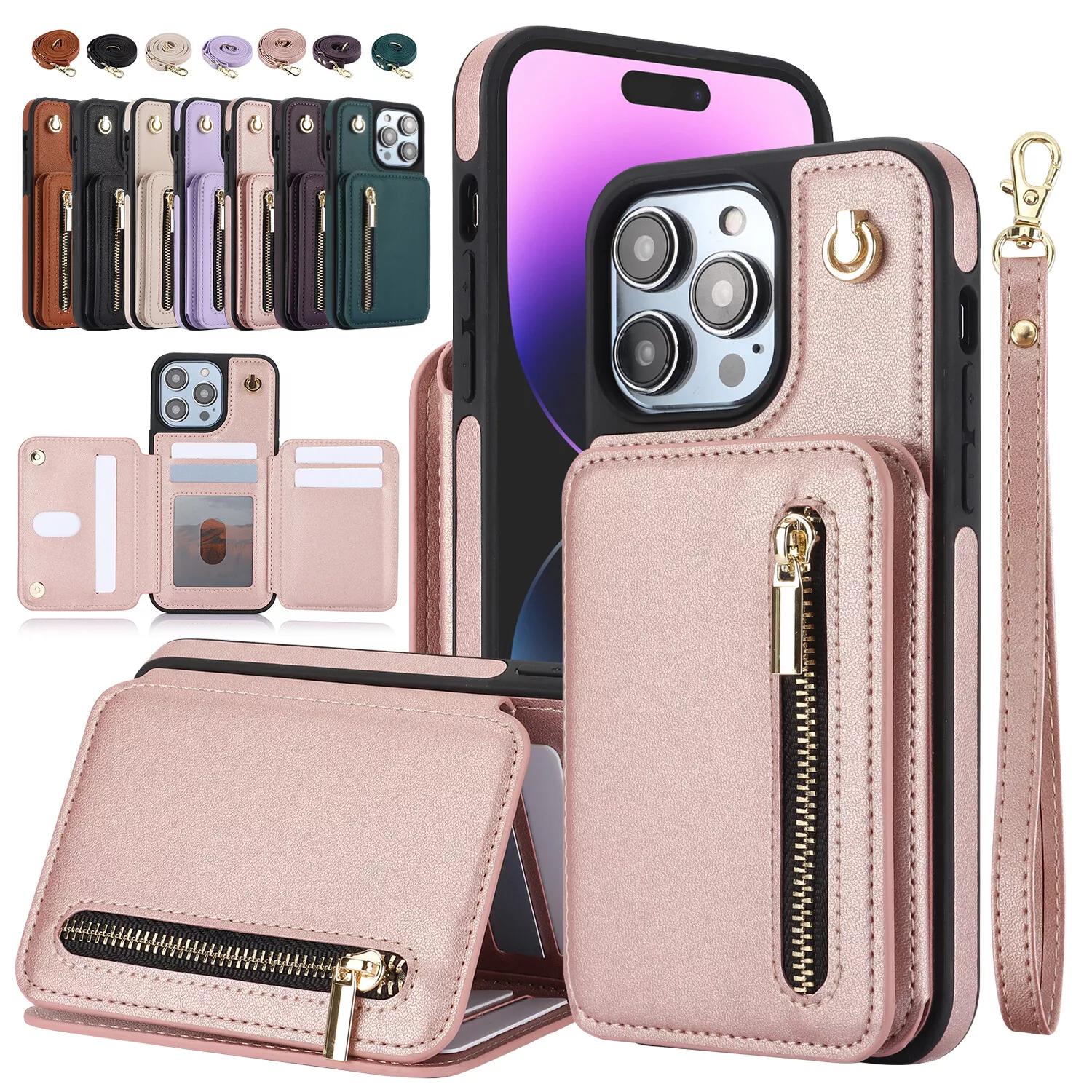 Case for iPhone 17 Pro Max 16 15 14 13 12 11 RFID Blocking Card Wallet Flip Stand Cover Crossbody Lanyard Strap Wristband Stand Case Screen Protector Phonecase Leather Protection Protective Smartphone #TikTokShopBacktoSchool Cash Shockproof