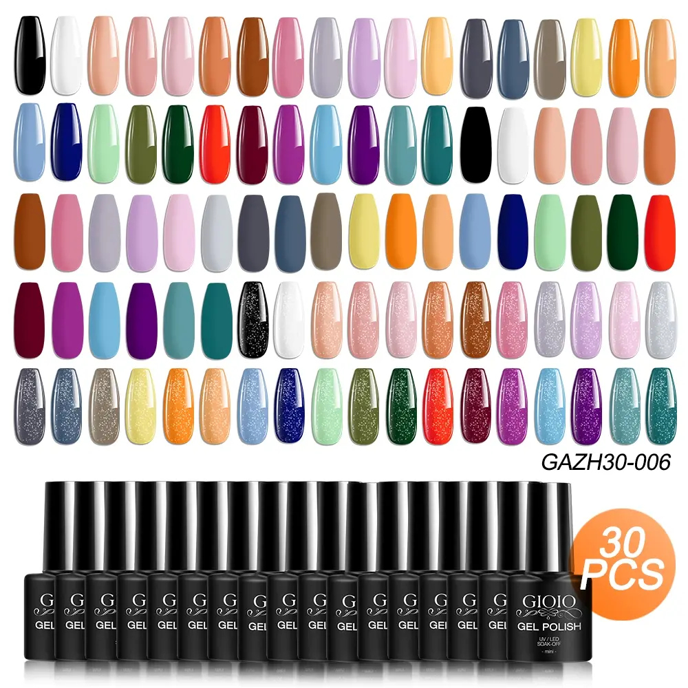 30 Colors Gel Finger Nail Polish Set Semi Permanent UV Lamp All Season Color Gel Polish 5ml White Black Purple Blue Nude Red Green At-Home Manicure Nail Art Kit Gel Nails for Women