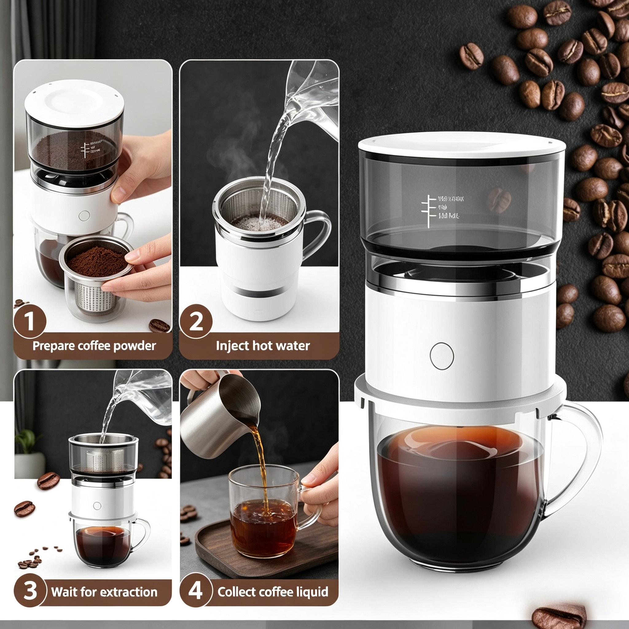 Mini American-style coffee maker for outdoor travel and camping, manual drip coffee machine