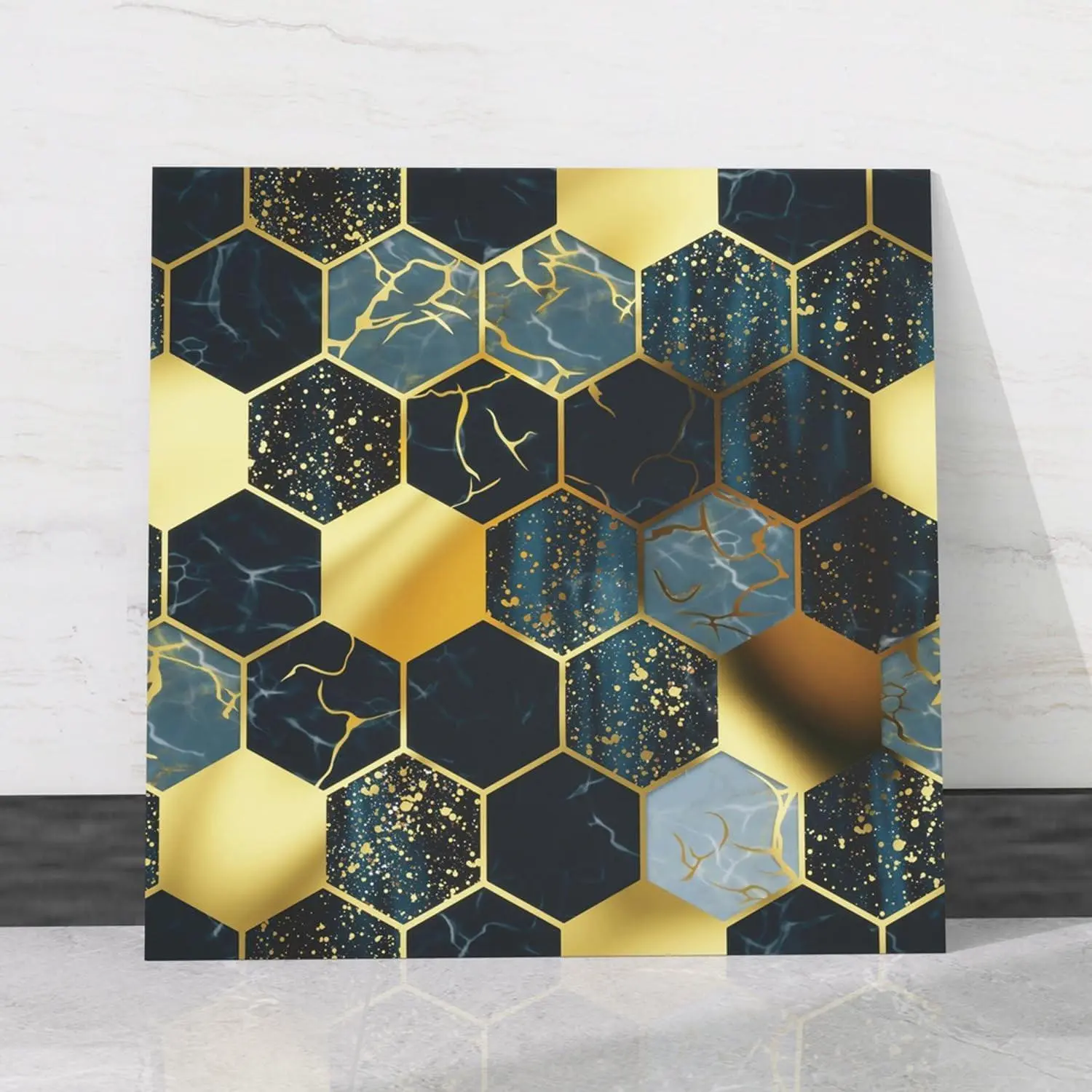 20-piece self-adhesive marble texture wall decoration tiles, measuring 11.8 inches × 11.8 inches, made of PVC waterproof material, can be used as a simple backing tile, suitable for kitchen, bathroom and living room wall renovation and decoration.