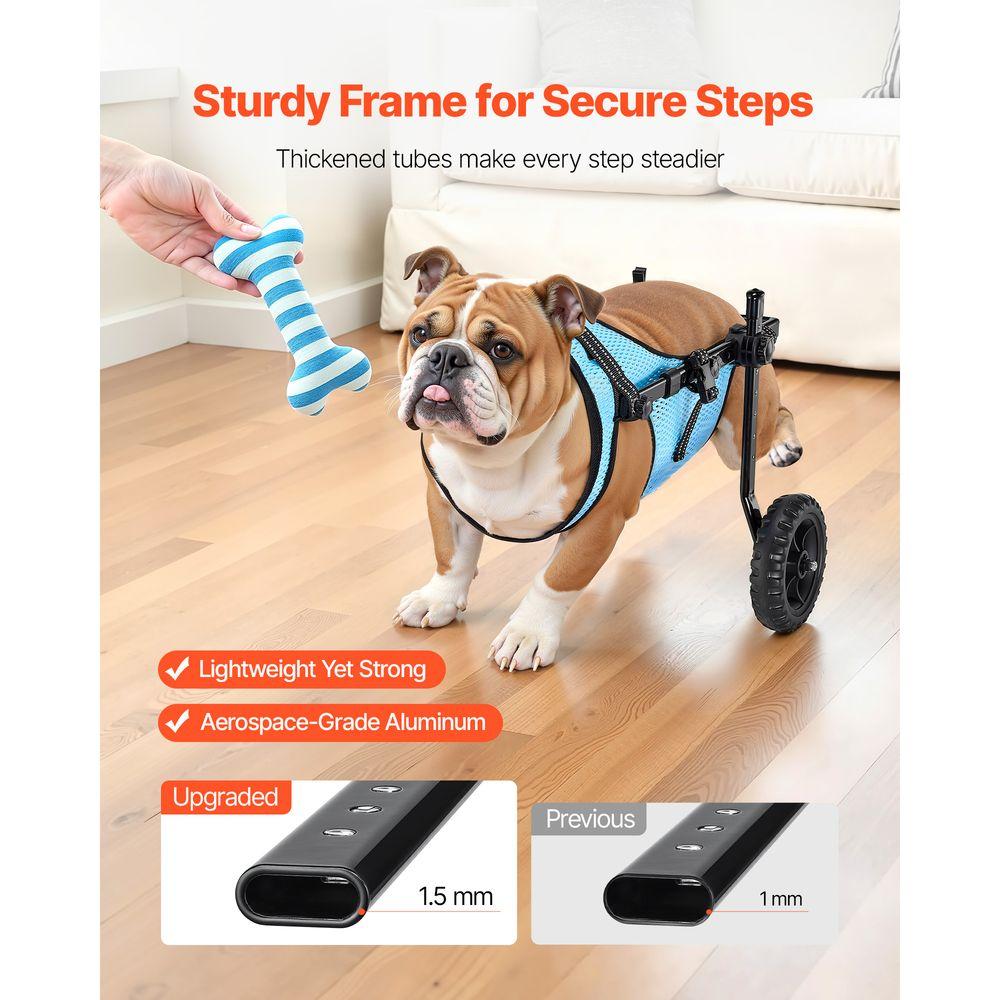 Lightweight Dog Cart with Shock-Absorbing Wheels, Adjustable Wheelchair for Disabled Pets Up to 33lbs