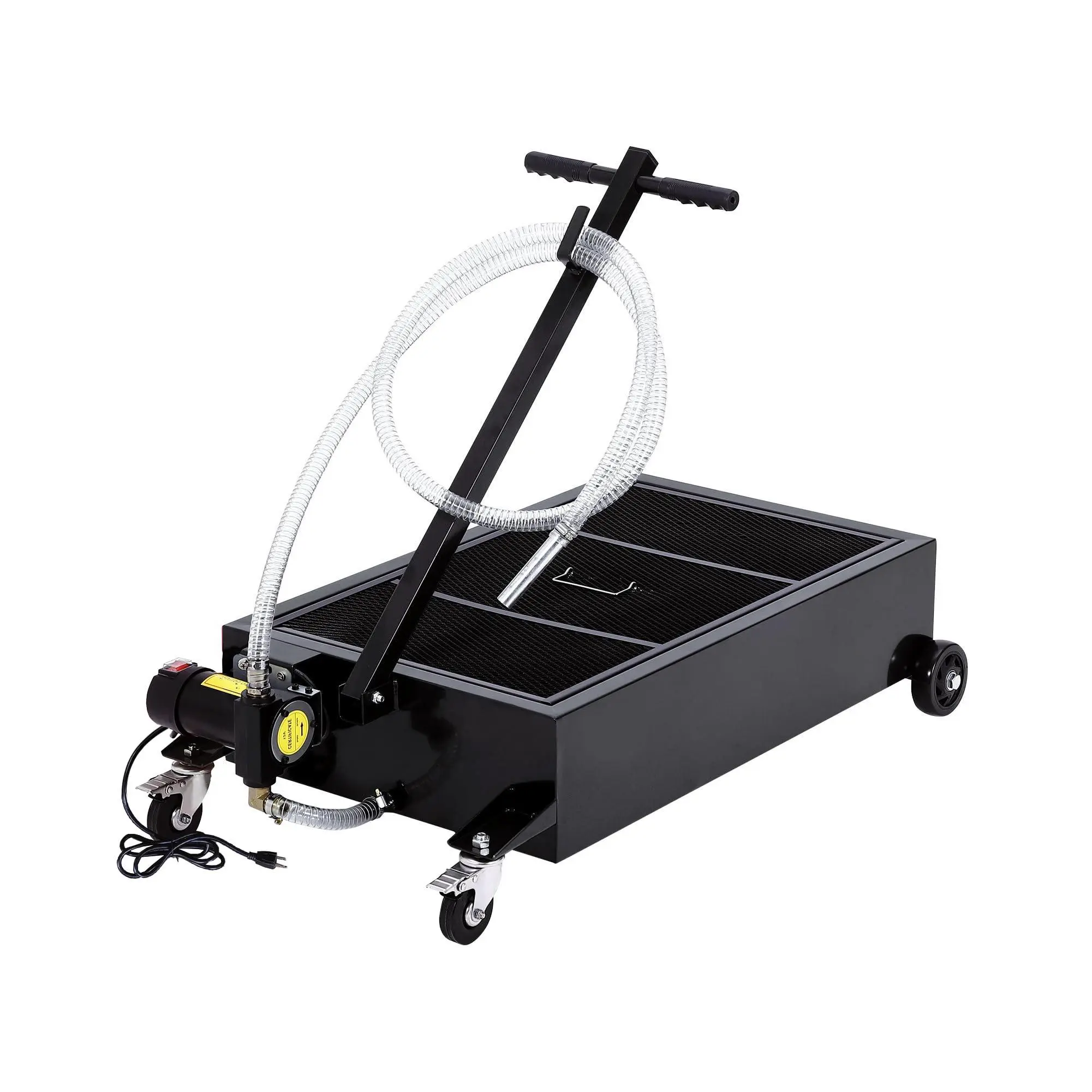 GARVEE 20GAL Oil Drain Pan with 180W Electric Pump, 110V Metal Oil Change Cart Featuring 8FT Hose & Folding Handle for Cars, SUVs, Trucks, Buses, and RVs in Black