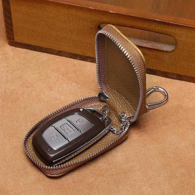 Genuine Leather Men’s Car Key Case – Universal Remote Key Pouch with Waist Clip