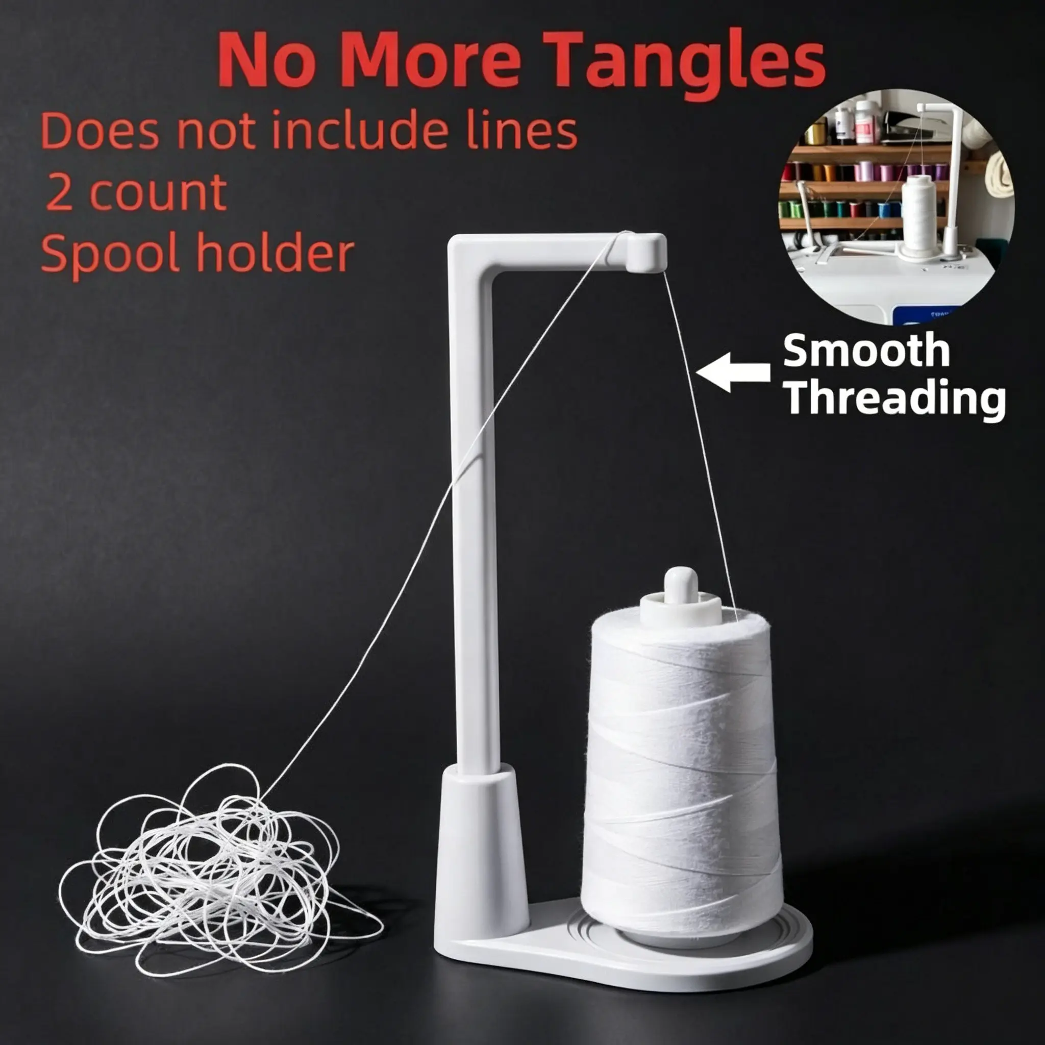 2-Pack Sewing Machine Bobbin Holders, Vertical Large Bobbin Holder, Anti-Tangle Thread Guide, Universal Sewing Accessories