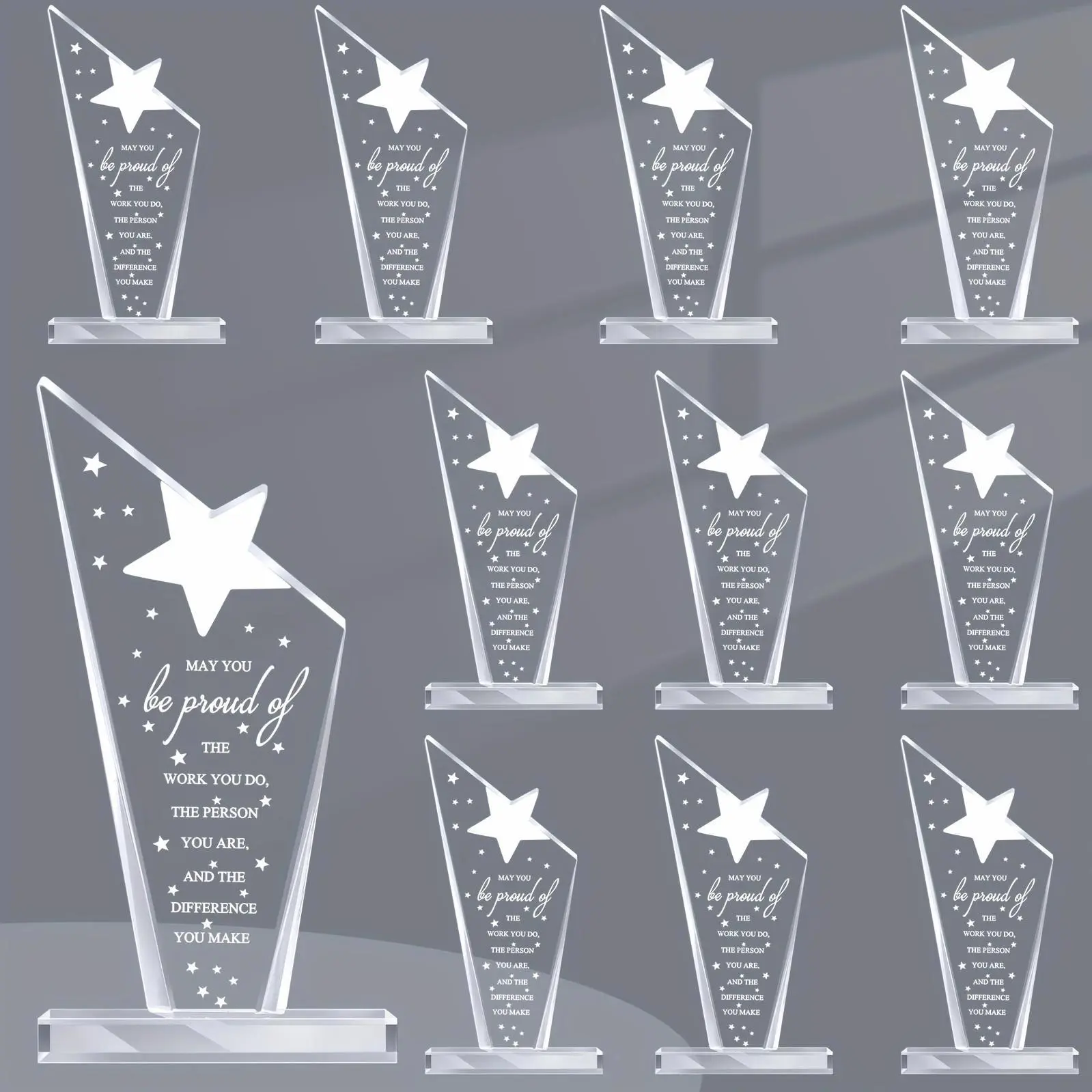 10pcs Stylish Acrylic Employee Appreciation Plaques - Office Employee Gifts, Home Decor Signs for Coworker Retirement Farewell, "May You Be Proud Of The Work You Do" Prizes for Adults, Modern