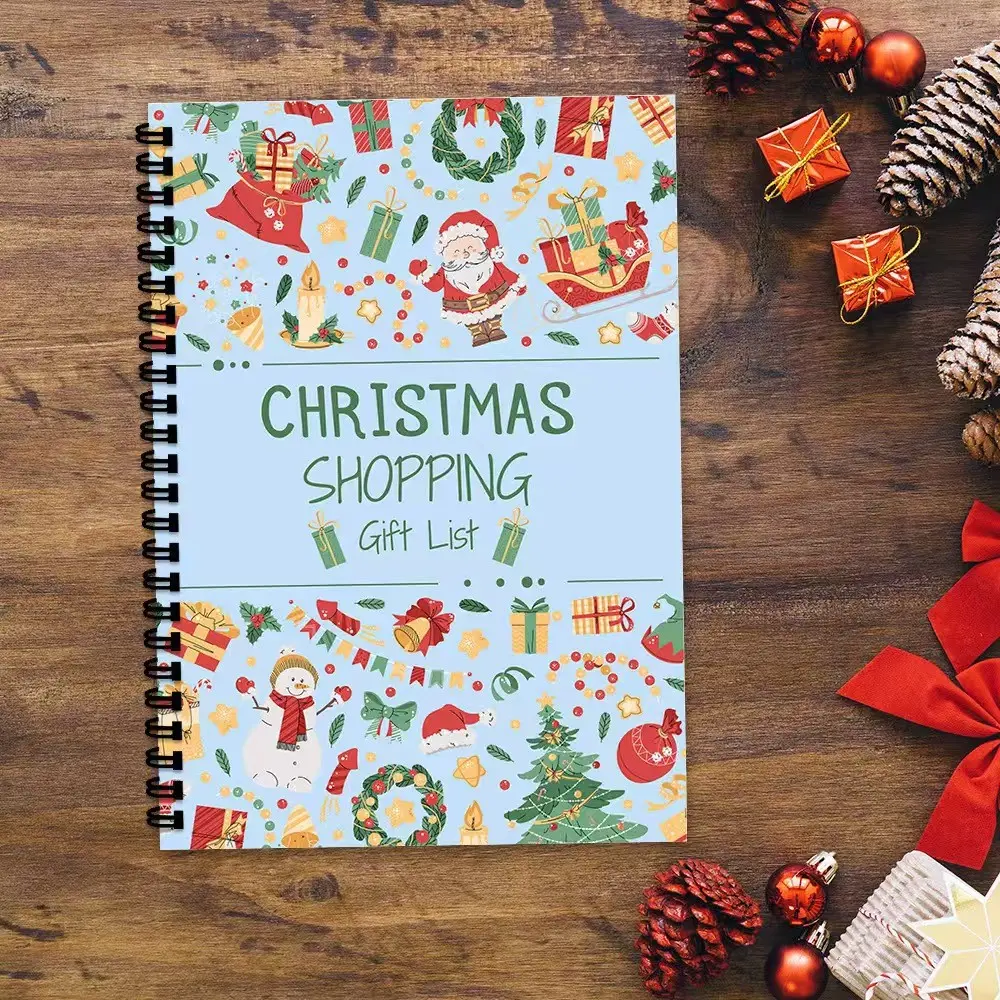 Christmas Gift List Planner Notebook, Coiled Spiral Bound Design, Perfect for Holiday Shopping Lists & Present Planning, Organisation, Organiser