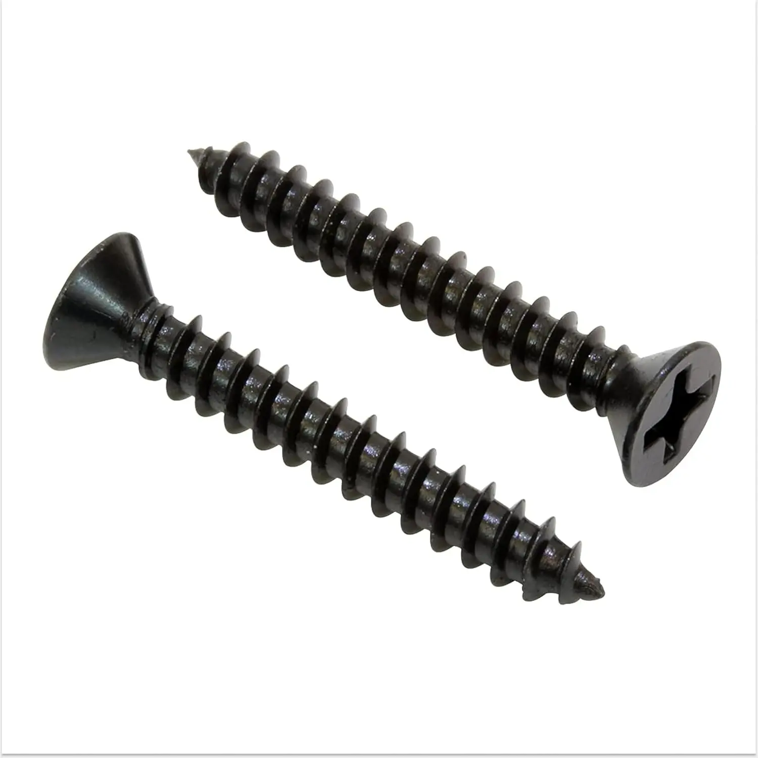 No. 8 x 2'' Black Screws, Xylan Coated Stainless Flat  Phillips  Screw Deep Cut (25 Pack), 18-8 (304) Stainless Steel Anti