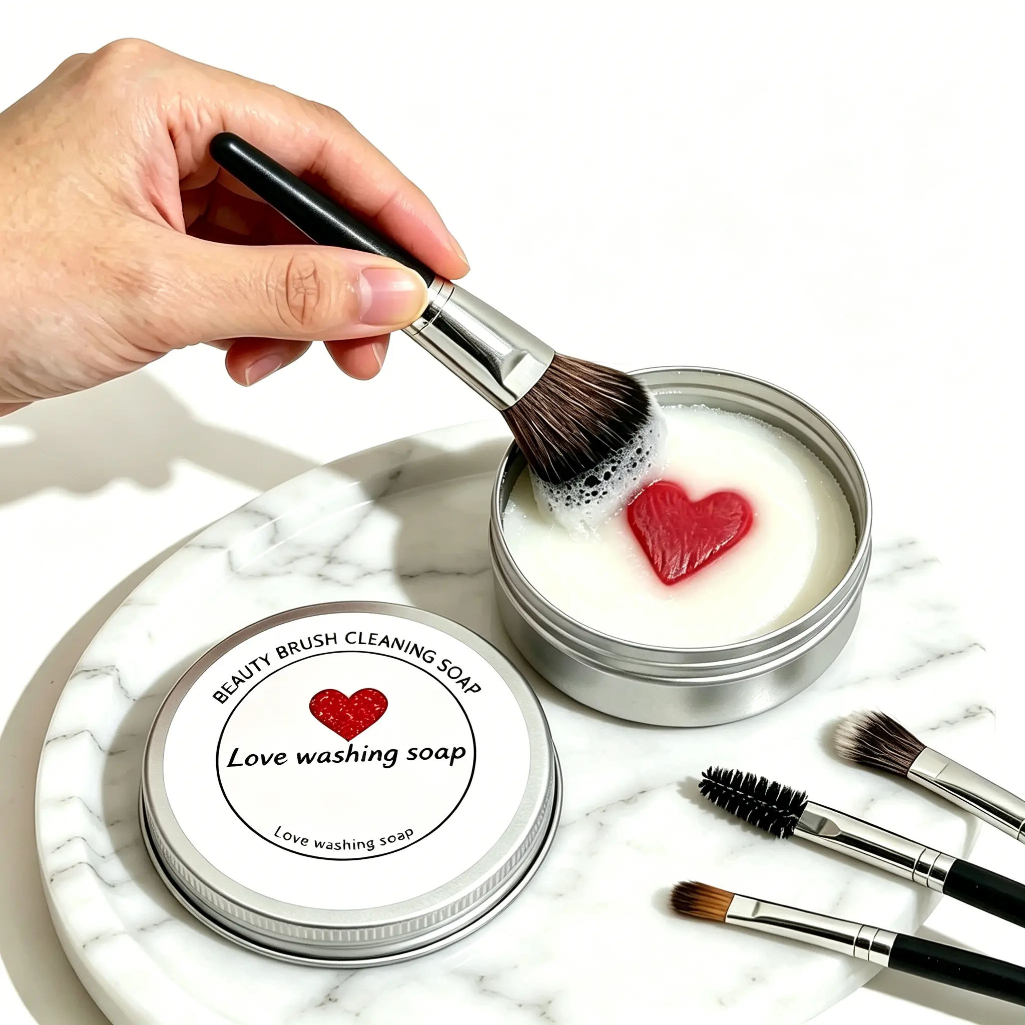 Makeup Brush Cleaner Soap with Silicone Cleaning Pad,Savon nettoyant pinceaux Solid brush cleaner