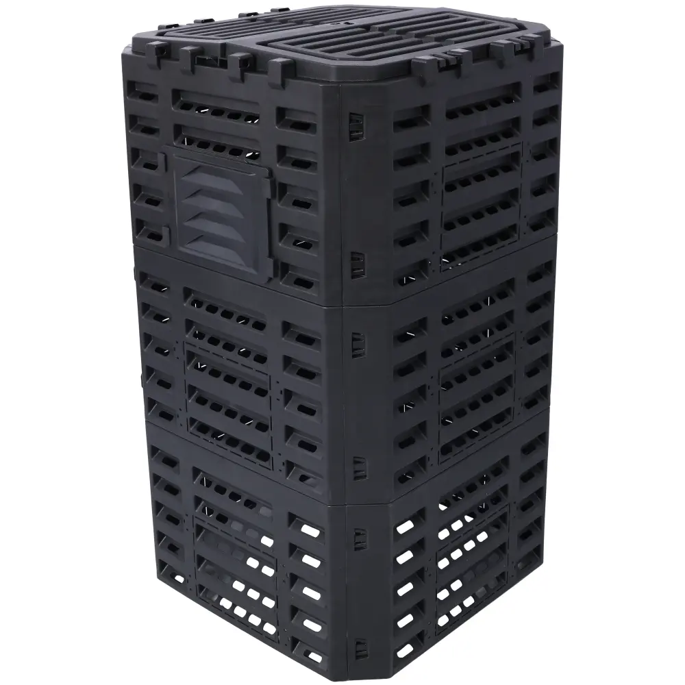 132 Gallon Garden Compost Bin, Large 500L Outdoor Compost Tumbler Box Made from Recycled Plastic, Aerating Composting Bin for Yard Waste, Food Scraps & Organic Fertilizer, Easy Assembly Lightweight Soil Maker for Garden, Lawn & Backyard