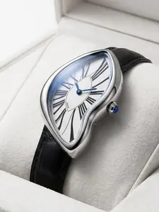 Fashionable Irregular Shape Watch, Retro Y2K Design, Quartz Movement, Alloy Case, Mineral Glass, Unique Fashion Accessory, Unusual Shape Watch, Quartz Analog Watches