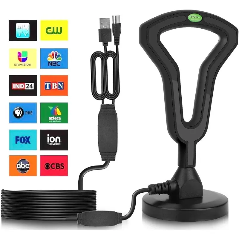 2026 New Upgraded HWU Metal Digital TV Antenna - Amplified Signal, Long Range, Indoor/Outdoor with Cable, Free Local Channels, Compatible with All Televisions, Tv Reception