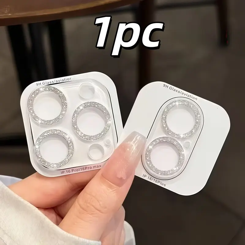 1-Piece - All-in-One Silver Glitter Mobile Phone Lens Protector - Suitable for iPhone 17/16/15/14/13/12/11 Full Coverage Lens Protector - Easy to Install, Beautiful and Scratch-Resistant, Mobile Phone Accessory